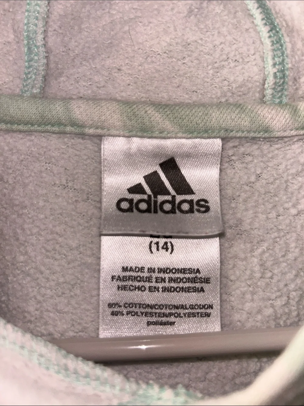 adidas Mint Marble Pullover Hoodie with Black Logo